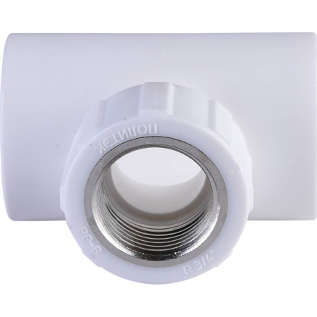 Политэк 32х3/4" Тройник с внутренней резьбой для полипропиленовых труб под сварку (цвет белый)