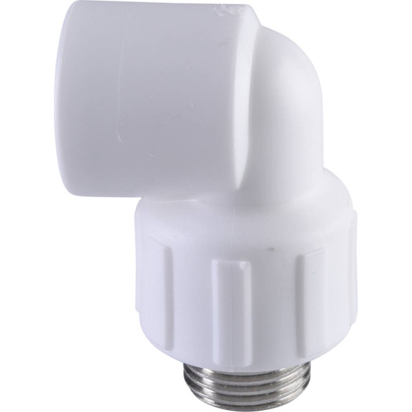 Политэк 20x1/2" Угольник с наружной резьбой для полипропиленовых труб под сварку (цвет белый)