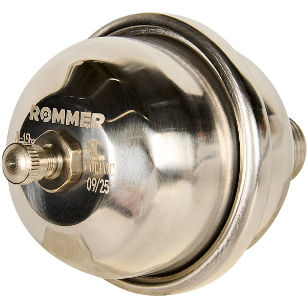 Компенсатор гидроудара ROMMER мембранный, нар.р., 1/2 , никель, RVS-1001-000015