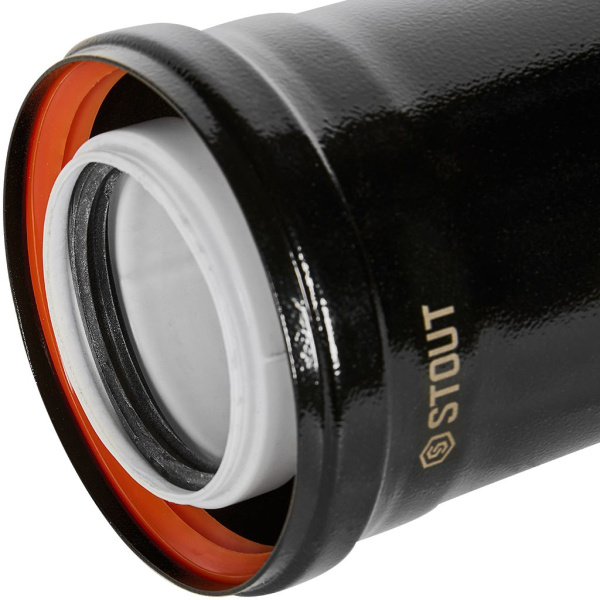 STOUT SCR-8012-600500 STOUT Удлинитель дымохода конденсац. коакс. D80(п-м)/125(п-м), L500, ЧЕРНЫЙ, SCR-8012-600500
